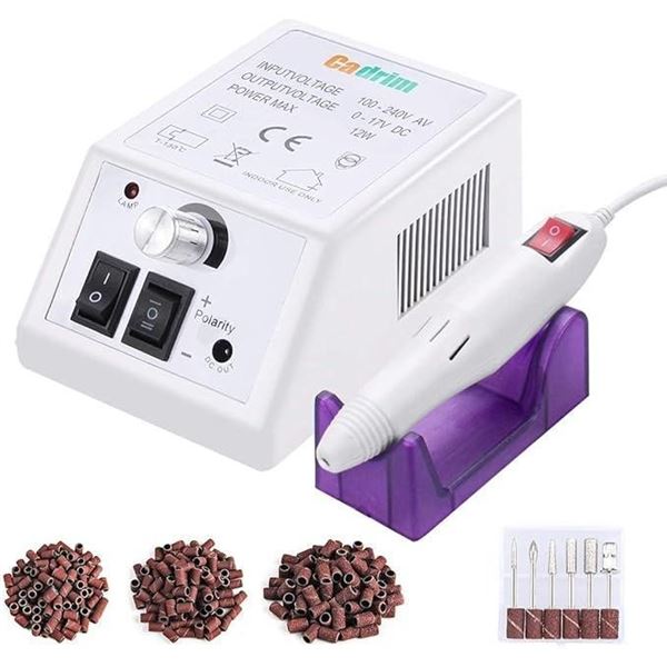 Cadrim Electric Nail Drill, Adjustable Nail File Machine Set with Sanding bands for Manicure Pedicur