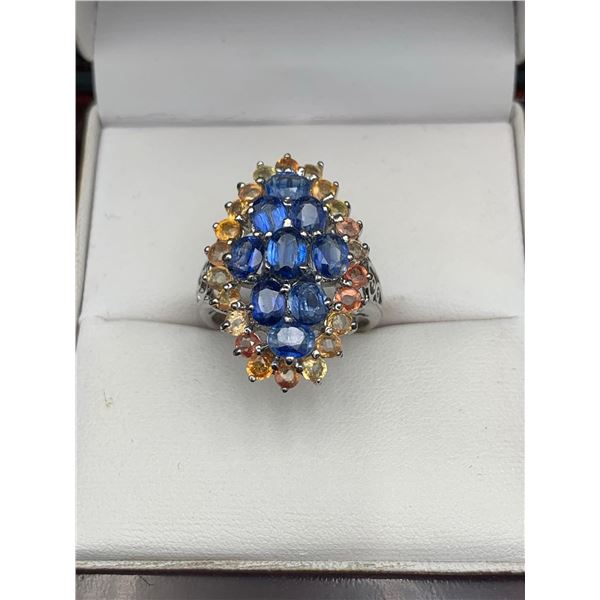 Natural Kyanite 5.05 Carat cluster Top .925 Ring with Appraisal $855.00