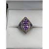 Image 1 : Ladies .925 Silver Natural Sapphire & Amethyst 3.15 Carat Cluster top ring with Appraisal $610.00