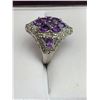 Image 2 : Ladies .925 Silver Natural Sapphire & Amethyst 3.15 Carat Cluster top ring with Appraisal $610.00