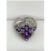 Image 3 : Ladies .925 Silver Natural Sapphire & Amethyst 3.15 Carat Cluster top ring with Appraisal $610.00