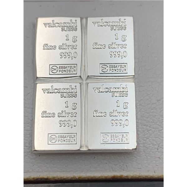 Valcambi Suisse .999 Fine Silver Wafer Bars - LOT of 2
