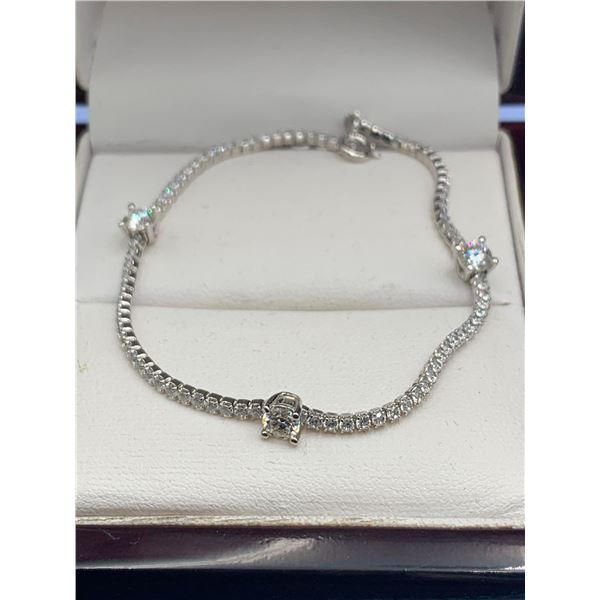 Ladies Moissanite Multi Stone .925 Silver Tennis Bracelet with certificate