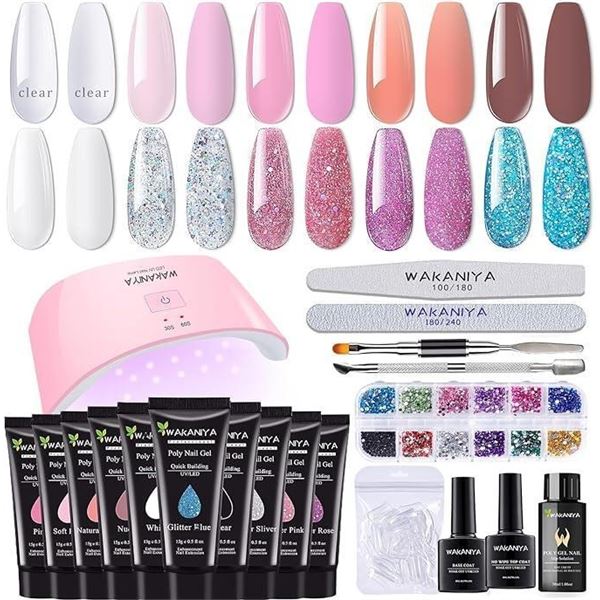 wakaniya Poly Nail Extension Gel Kit with Lamp