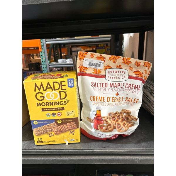 Combo lot of Salted maple cream pretzels and Made Good Mornings soft baked oat bars