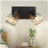 Image 1 : DLLT Vintage LED Track Lighting Kit, 2 Lights Rattan Caged Wall Light Fixture, Industrial Track Ceil
