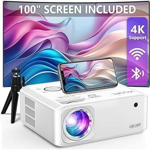 Visspl Home Theater Projector with WiFi and Bluetooth, Electric Keystone 15000L 5G 4K Supported Proj