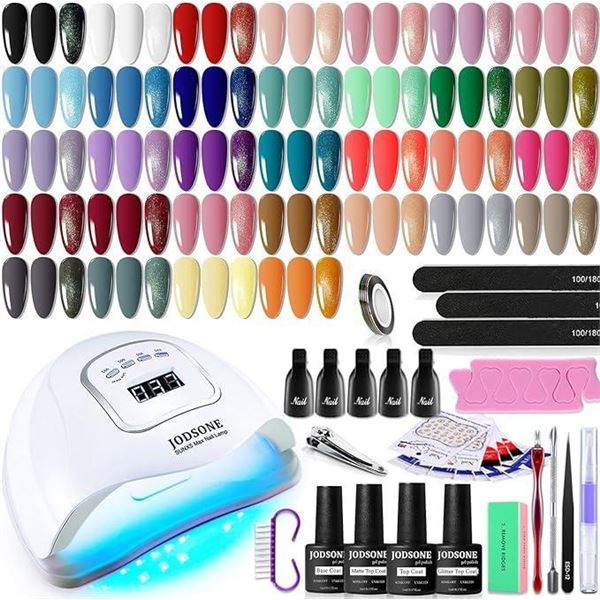 Jodsone 36 PCS Gel Nail Polish Kit with UV Light include 32 Colors Gel Polish Nail Kit Soak Off Base