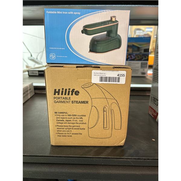 Combo lot of foldable and portable mini clothing iron and Hilife portable garment steamer