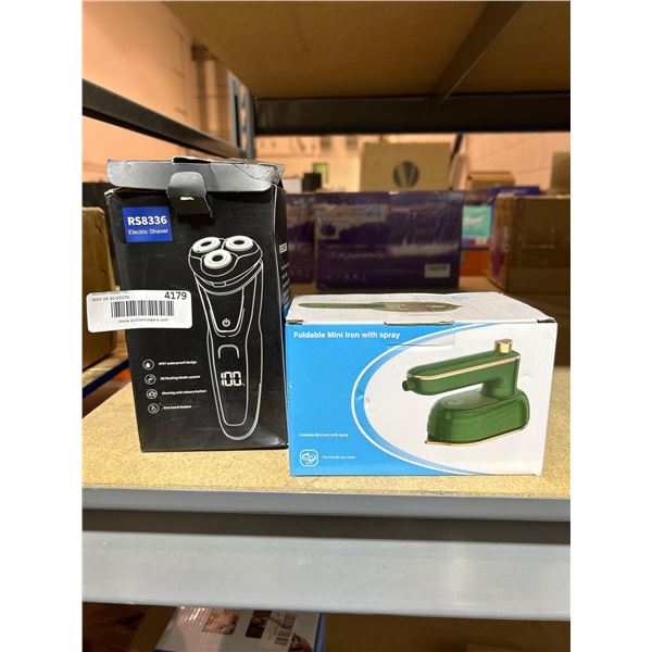 Combo lot of electric shaver / razor and foldable portable mini clothing iron