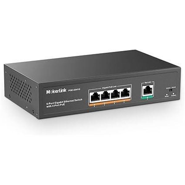 MokerLink 5 Port Gigabit POE Switch, with 4 POE+ Ports 1000Mbps, 78W IEEE802.3af/at, Unmanaged Plug 