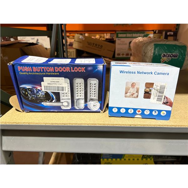 Combo lot of push button door lock and wireless network home security camera