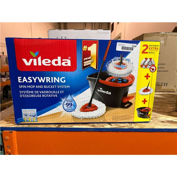 Vileda easy wring spin mop and bucket system with 2 extra mop heads