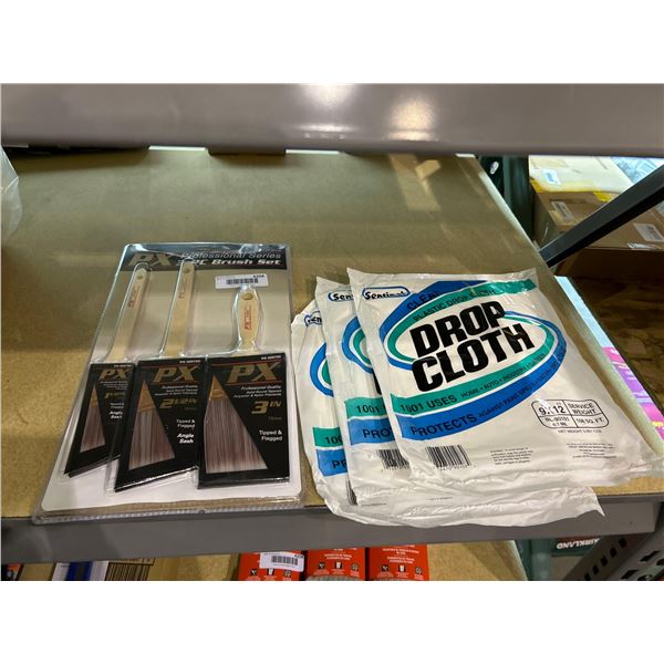 Combo lot of PX professional series 3 piece paint brush set and 3 Sentinel multi purpose clear plast