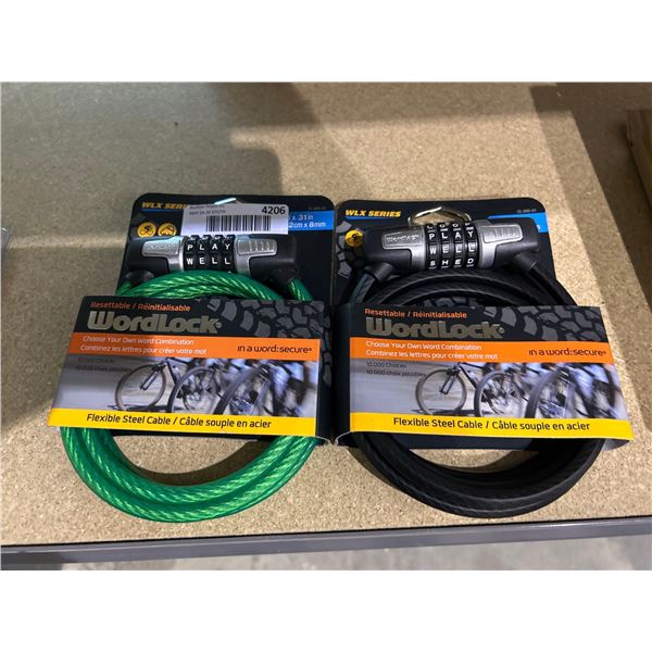 Lot of 2 WordLock cable locks with resettable lock combination