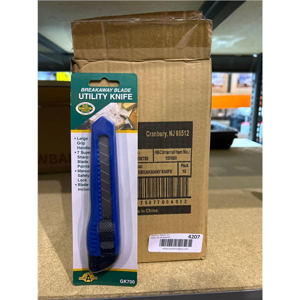 H.B. Smith professional tools large breakaway utility knife. Pack of 10