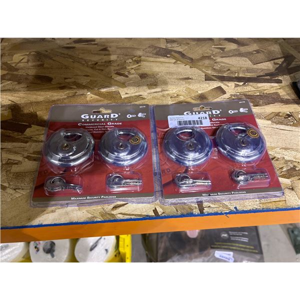 Guard security commercial grade hardened steel locks with keys. 2 packs of 2 locks