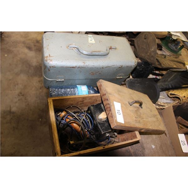 Vintage transformer w/ box, tackle box