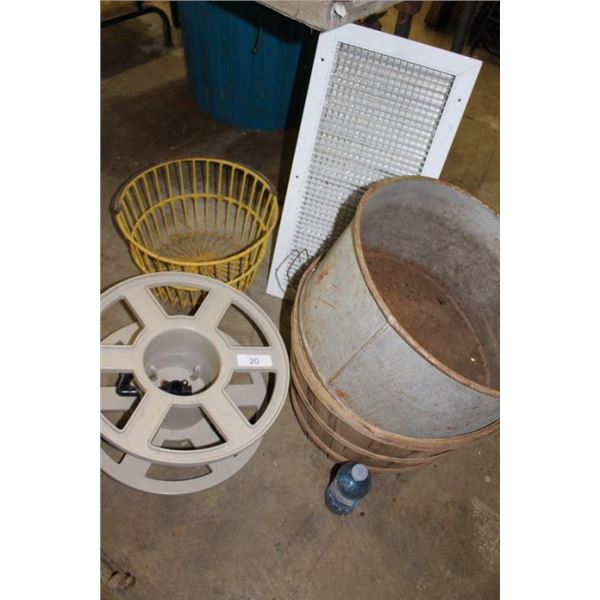 Wicker bucket, metal bucket, hose reel, louver