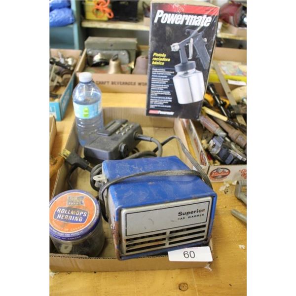 Car warmer, powermate paint gun, Noma timer