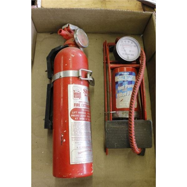 Paint gun, fire extinguisher, foot air pump