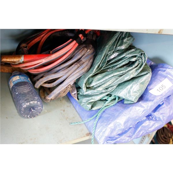 Tarps, booster cables