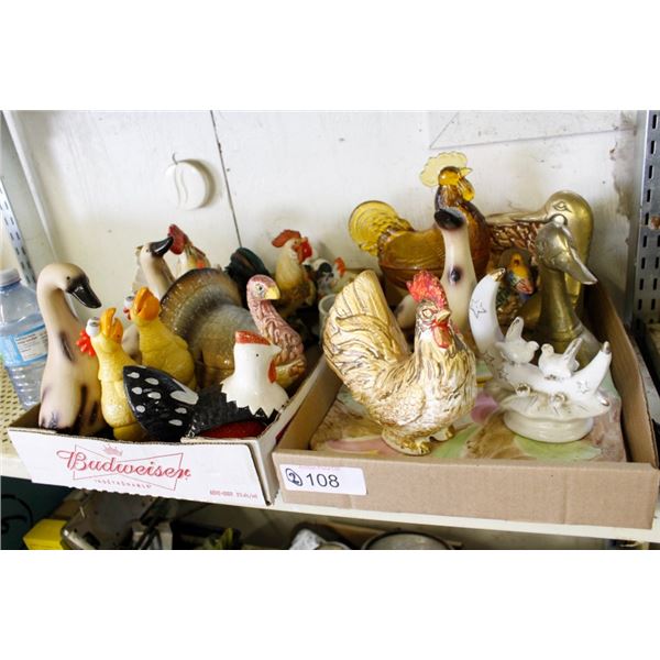 Misc. Vintage Rooster ornaments, bookends