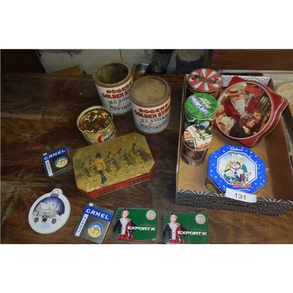 Vintage cigarette tins, christmas tins, rogers