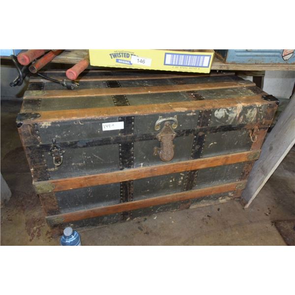 Vintage trunk, Vintage lamp, medicine cabinet