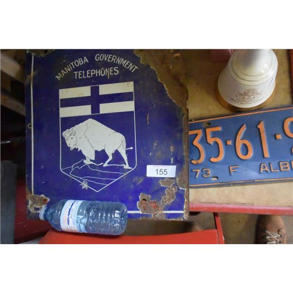 Manitoba Government Telephones sign, licence