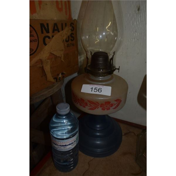 Antique glass oil lamp