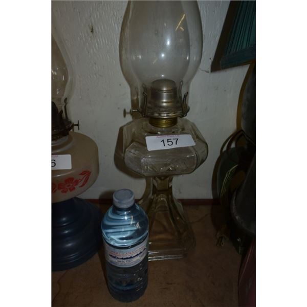 Antique glass oil lamp