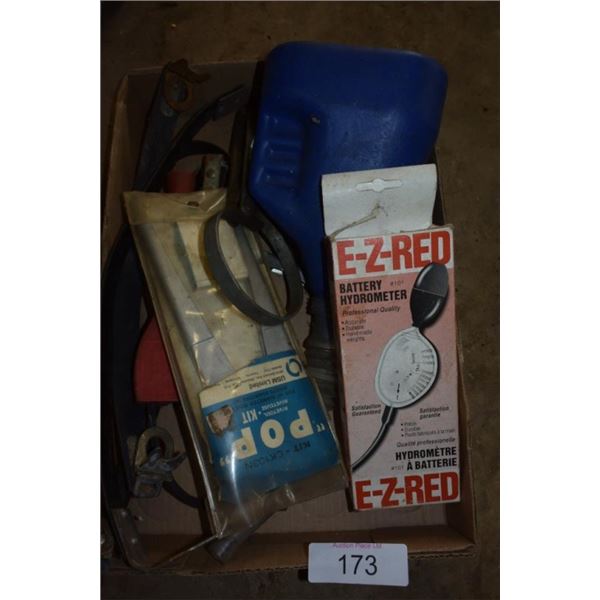 Rivet gun, battery hydrometer, oil filter