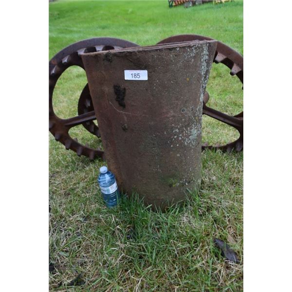 Antique metal cylinder with spout