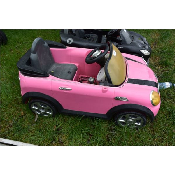 Pink mini cooper electric toy car