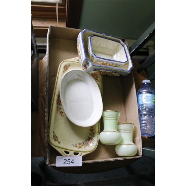 China dishware, cream carafes