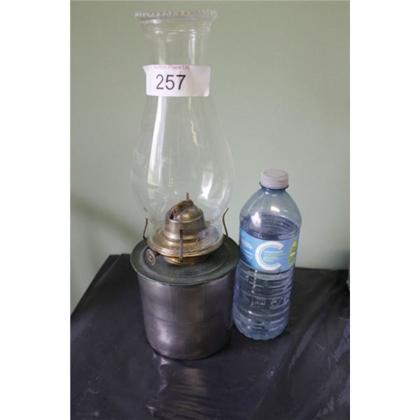 Oil lamp w/ metal base