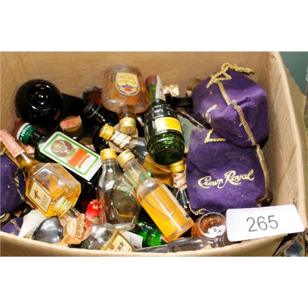 Collection of liquor sample bottles