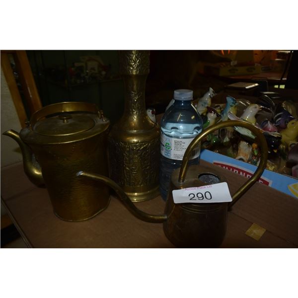 Brass watering cans, vase