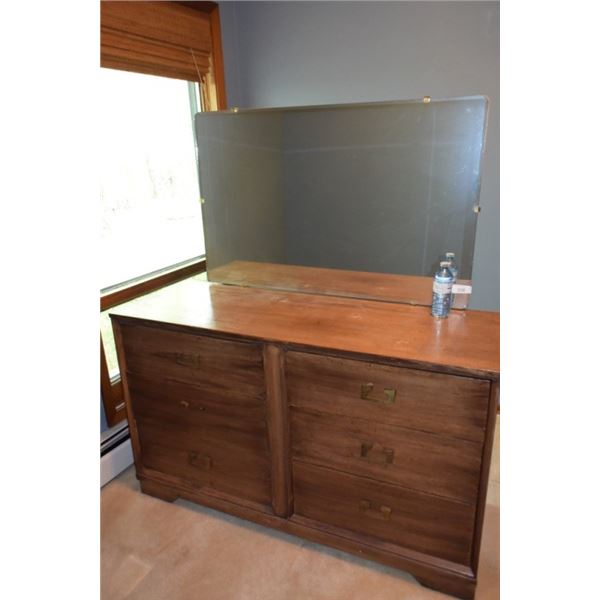 6-drawer 54"x19"x61" wooden dresser w/ mirror