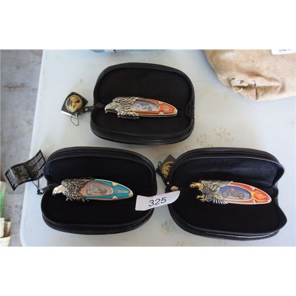 3 Franklin Mint collector knives: Harley-Davidson