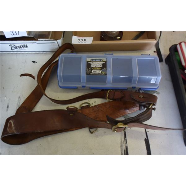 Leather tool belt, parts organizer, missan radio,