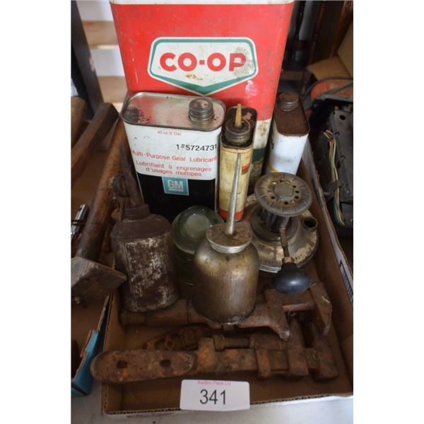 Pipe wrenches, oiling cans, oil stove, GM gear