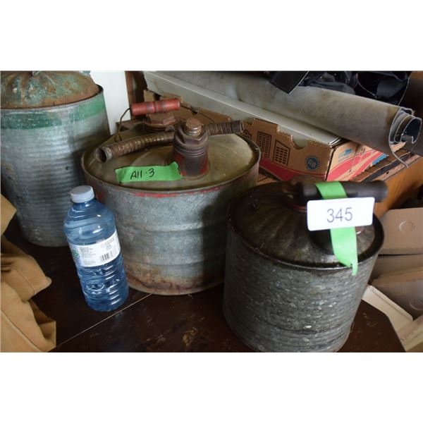 Vintage metal gas cans