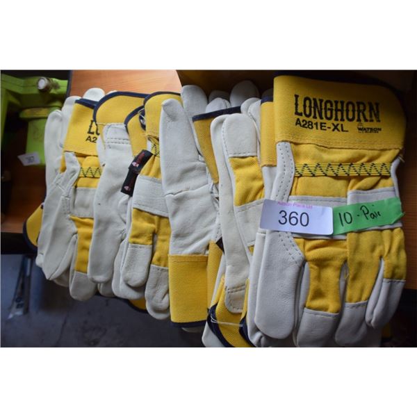 10 pairs Watson Longhorn XL leather work gloves