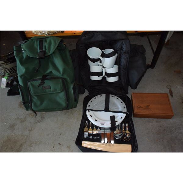 Picnic set, backpack, Ducks Unlimited wooden box