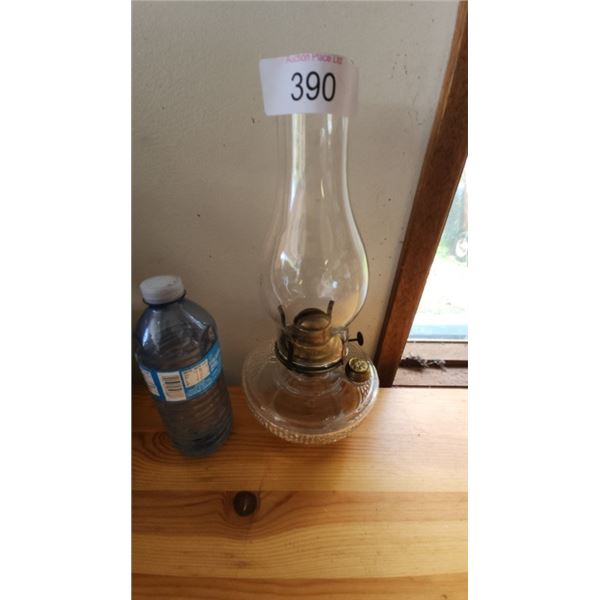 Antique glass oil lamp