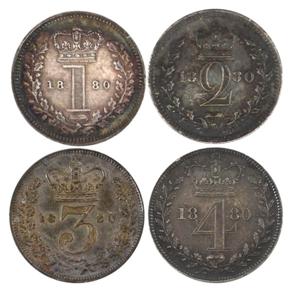 Great Britain 1880 4-Piece Maundy Money Set