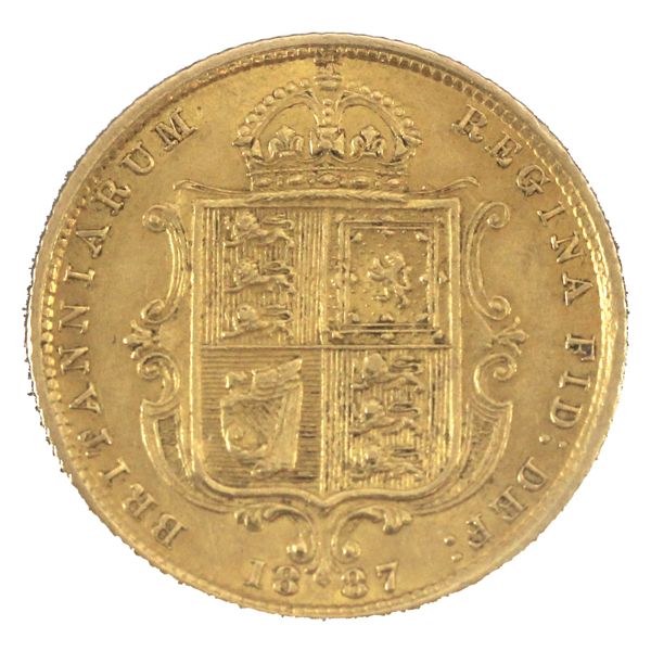 Great Britain Gold 1887 1/2 Sovereign AU 