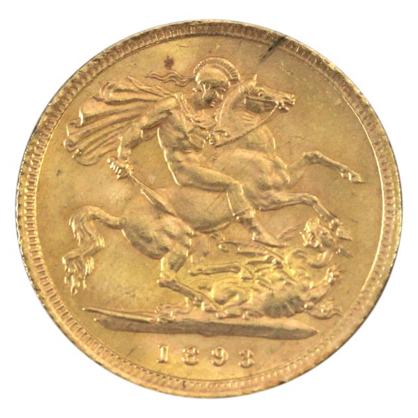Great Britain Gold 1893 1/2 Sovereign BU 
